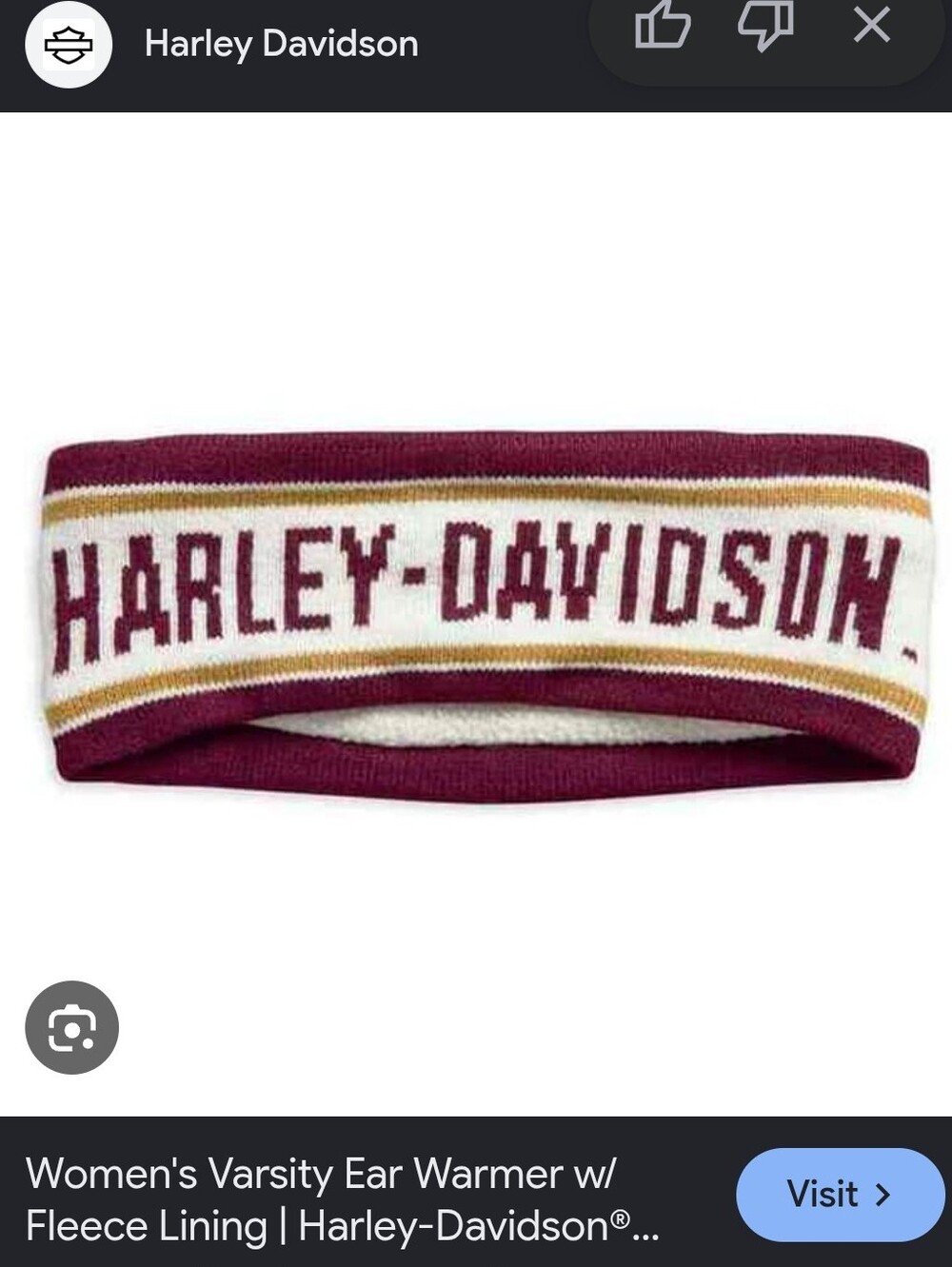 Harley-Davidson Maroon, Cream & Gold Knit Headband